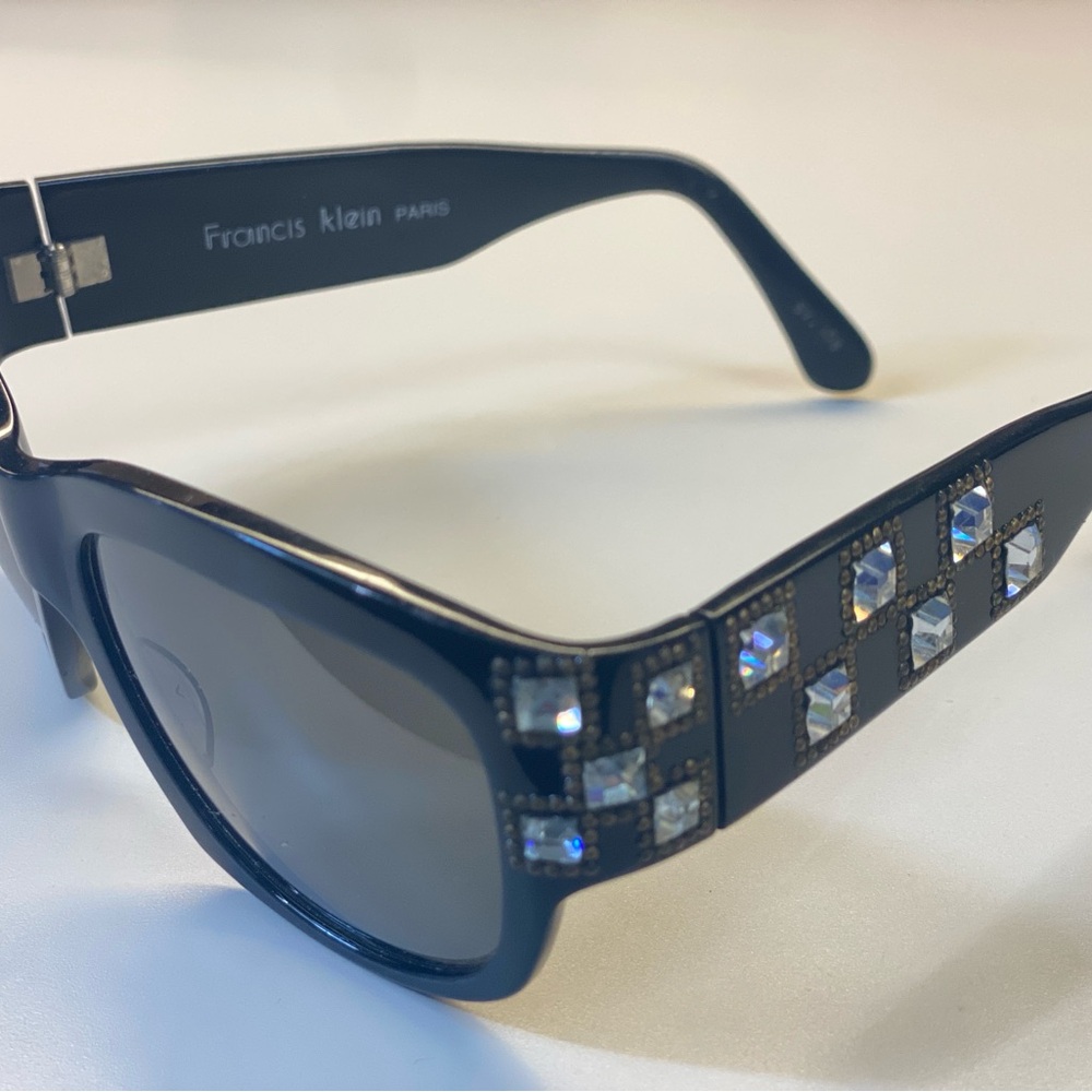 Francis Klein Classic Black Embellished Sunglasses